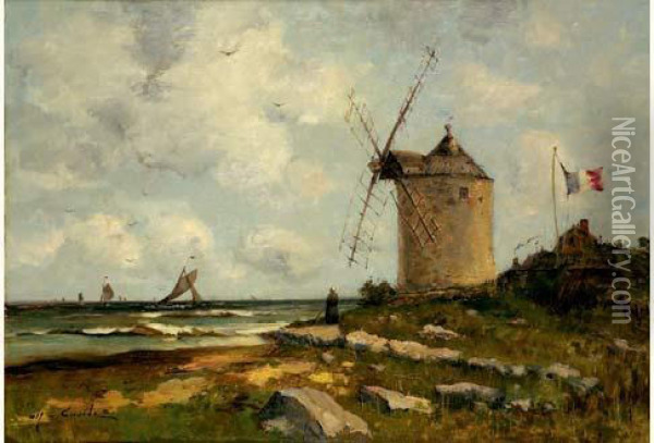 Le Moulin En Bord De Mer, Circa 1890 Oil Painting - Alfred Casile