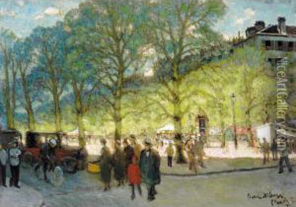 Parisian Square With Kiosks Oil Painting - Petr Alexandrovich Nilus