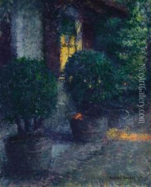 ''giverny Doorway, Night'' Oil Painting - Edmund William Greacen