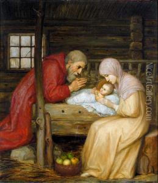 Christi Geburt. Oil Painting - Matthaus Schiestl