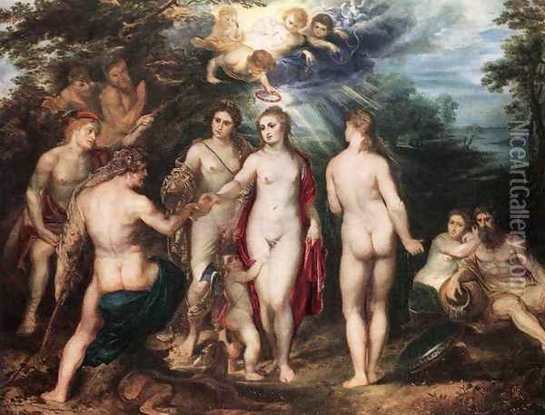 The Judgment of Paris c. 1625 Oil Painting - Peter Paul Rubens