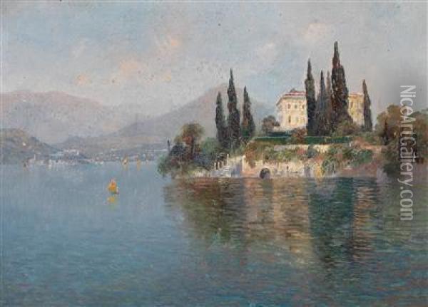 View Of Villa Cipressi Oil Painting - Emilie Mediz-Pelikan