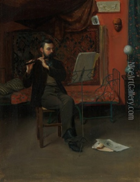 The Flute Player Oil Painting - William McGregor Paxton