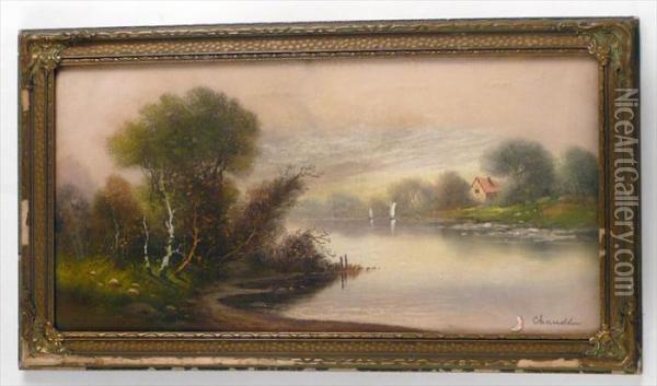 River Landscape Oil Painting - William Henry Chandler