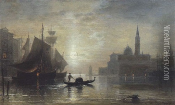 Venedig Bei Mondlicht Oil Painting - Karl Heilmayer