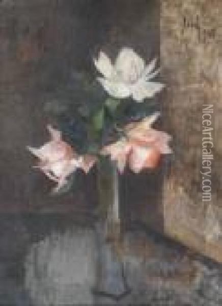 Kwiaty W Wazonie Oil Painting - Kazimierz Sichulski