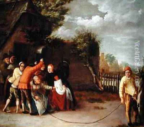 A Game of Folly 1655 Oil Painting - Jan Noortig