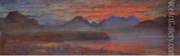 The Gulf Of Corinth At Sunset Oil Painting - Andrew MacCallum
