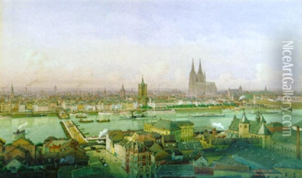 Koln Um 1902 Oil Painting - Wilhelm Scheiner