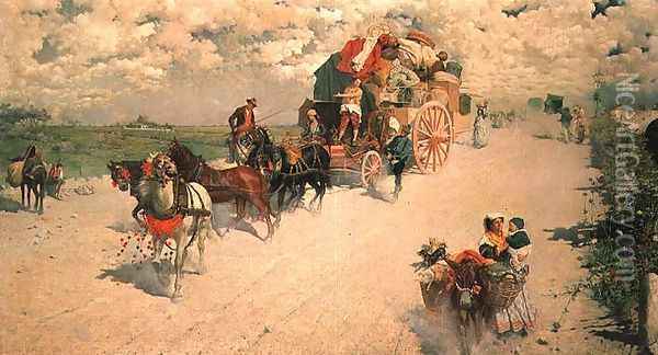 The Gypsy Wagon Oil Painting - Giovanni Signorini