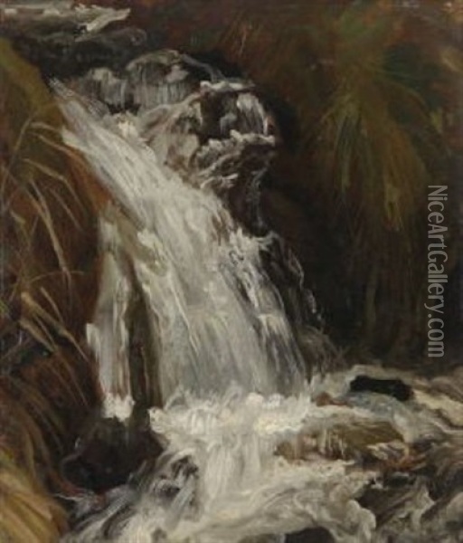 Gischtender Wasserfall Oil Painting - Christian Friedrich Gille