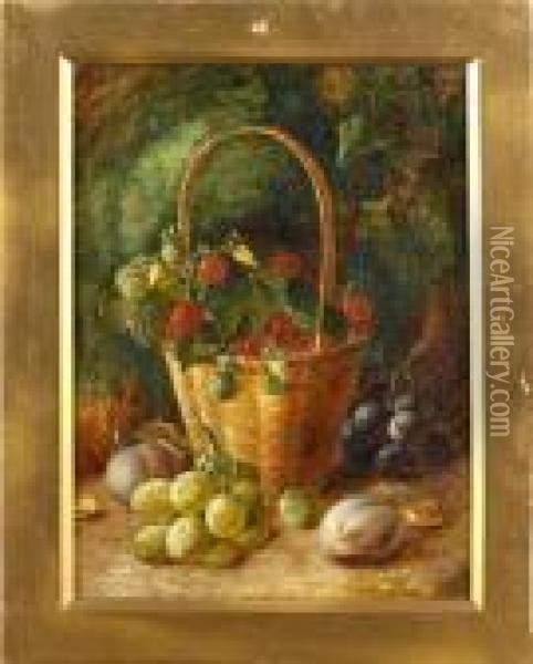 Still Life Of Fruit And A Basket Oil Painting - Vincent Clare