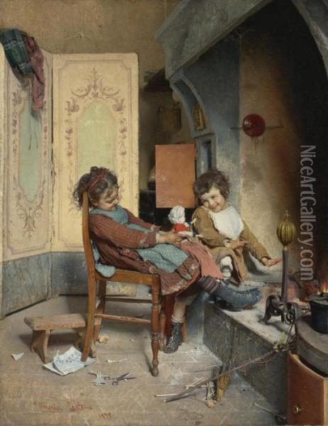 Joys Of Childhood Oil Painting - Gaetano Chierici