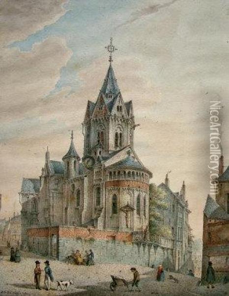 Parisian Street Scene Oil Painting - Jean-Baptiste Andre De Noter