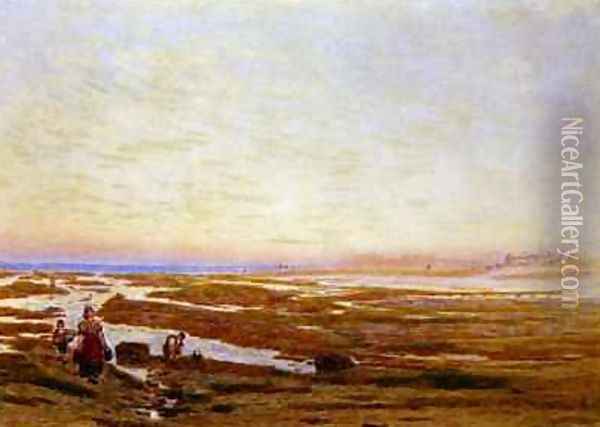 Low Tide on the South Coast near Brighton Oil Painting - Albert Goodwin