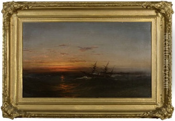 Sunset At Sea Oil Painting - James Hamilton