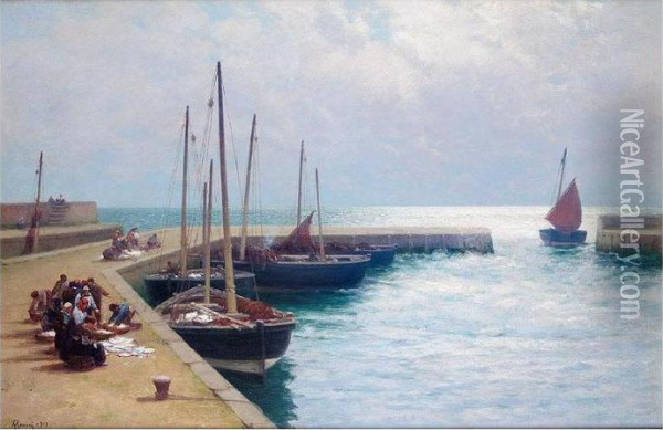 Early Morning, Buckhaven Harbour Oil Painting - Alexander Young