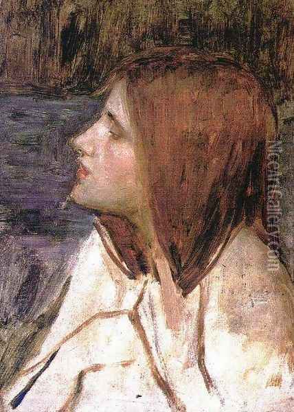 Head of a Girl 1896 Oil Painting - John William Waterhouse