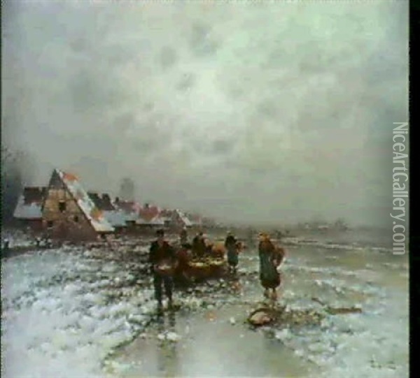 Eisfischer Oil Painting - Johann Jungblut