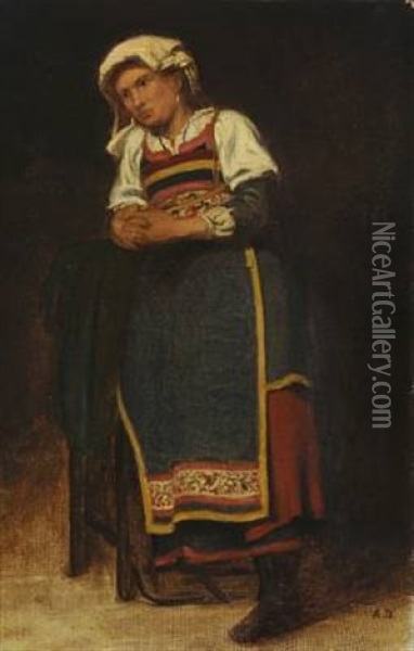 Italian Woman (study) Oil Painting - Anton Laurids Johannes Dorph