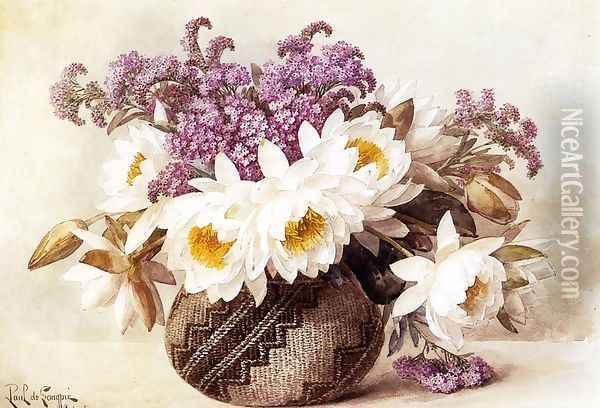 Flowers in an Indian Basket Oil Painting - Paul De Longpre