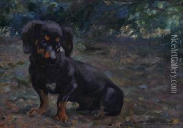 Portrait Of A Dog Oil Painting - Gustav Muss-Arnolt