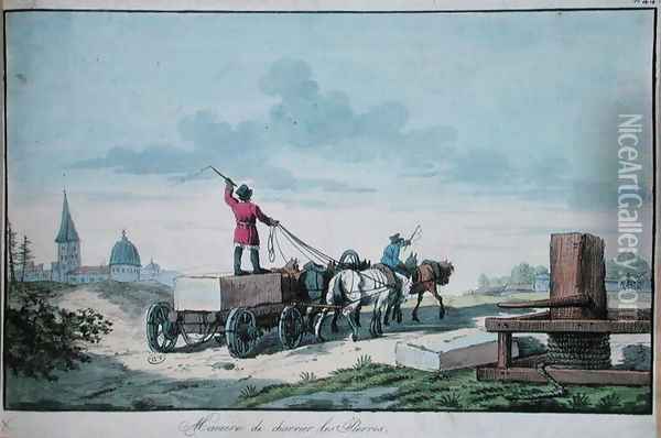 The transport of stone for use in building, 1st half of 19th c. Oil Painting - Anonymous Artist