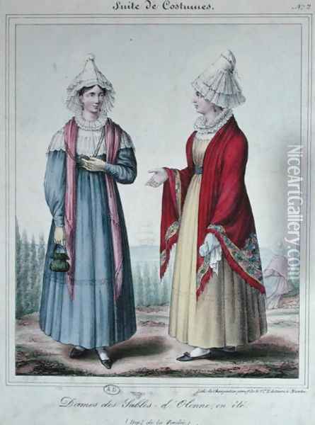 Summer costumes for ladies in the 'Sables-d'Olonne' area, 1845 Oil Painting - Charpentier