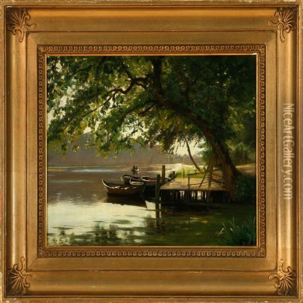 Summer Day At Molleaen Stream Oil Painting - Christian Zacho