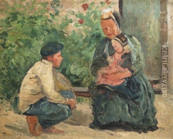 Bretonne Oil Painting - Emile Alfred Dezaunay