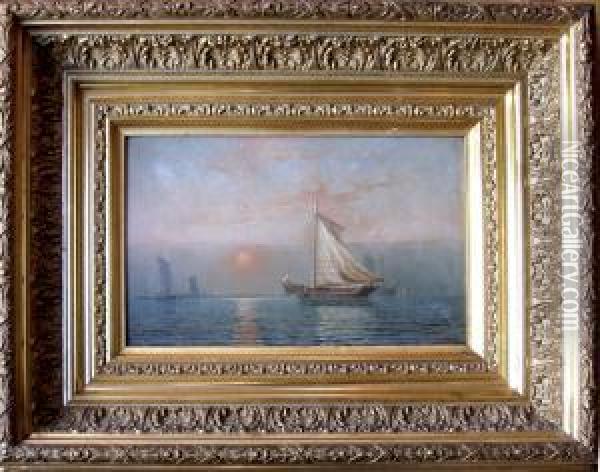Morning In Harbor Oil Painting - Thomas Clarkson Oliver