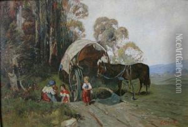 Tabor Oil Painting - Frantisek Mrazek
