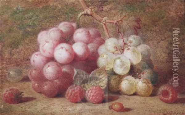 Still Life Of Grapes, Raspberries And A Rosehip Oil Painting - Charles Archer