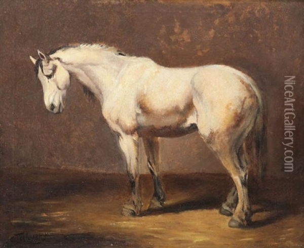Cheval Debout Oil Painting - Charles Philogene Tschaggeny