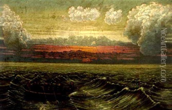Sunset Seascape Oil Painting - Julius Robert Hoening