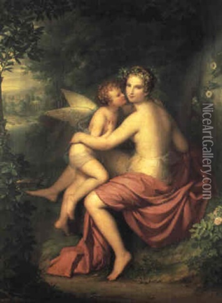 Venere E Cupido Oil Painting - Felice Schiavoni