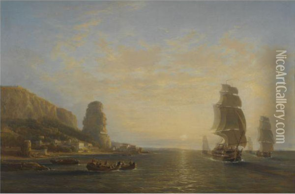 British Shipping In The Balkans Oil Painting - William Clarkson Stanfield