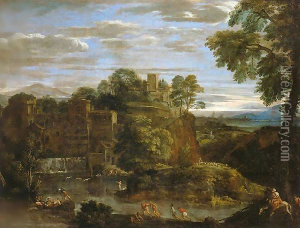 Landscape with the Flight into Egypt 2 Oil Painting - Domenico Zampieri (Domenichino)