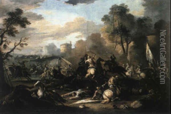 Battaglia Di Cavalleria Oil Painting - Jan van Huchtenburg