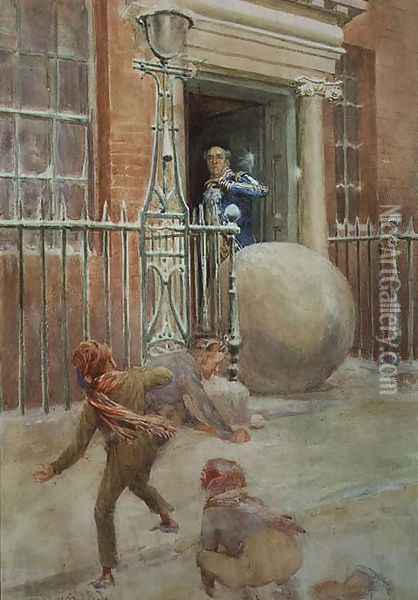Snowballing - Adding Insult to Injury Oil Painting - James Shaw Crompton