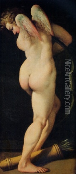Cupidon Bandant Son Arc Oil Painting - Baldassare (Il Galanino) Aloisi