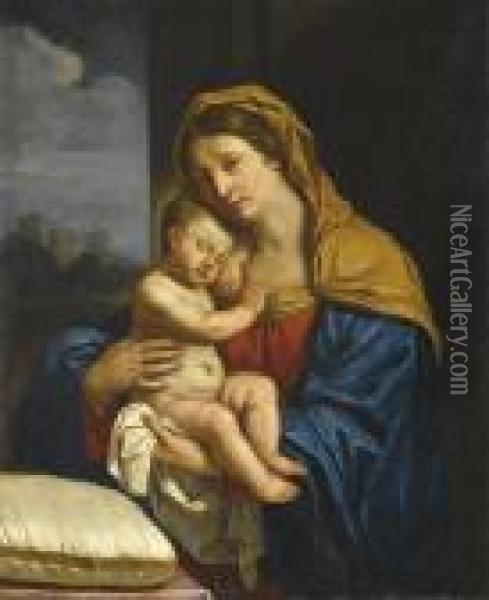 Madonna Con Bambino Oil Painting - Guercino