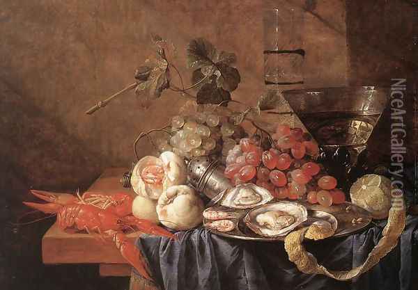 Fruits and Pieces of Sea Oil Painting - Jan Davidsz. De Heem