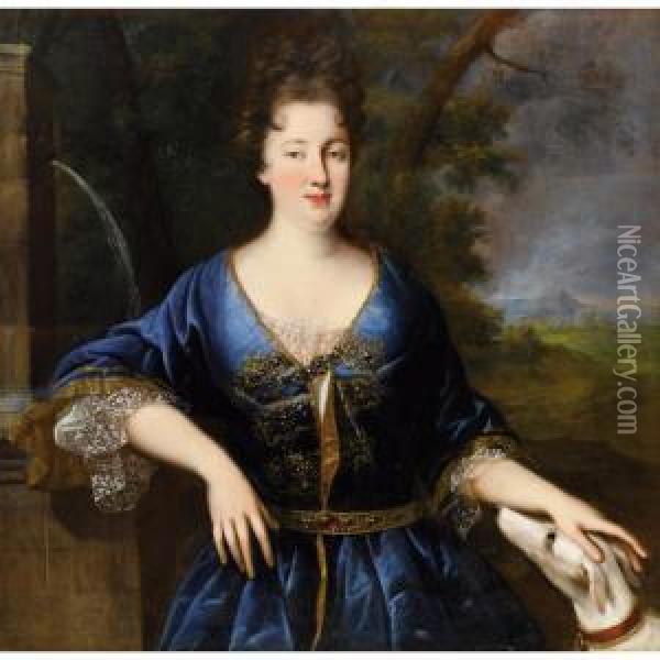 Portrait De Femme Avec Son Chien Oil Painting - Francois de Troy
