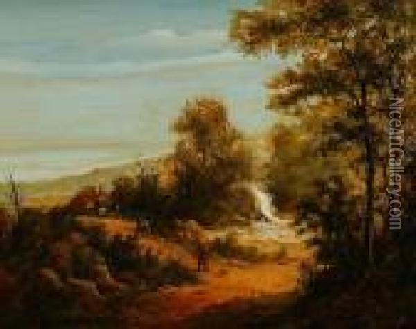 Traveller On A Country Road Oil Painting - Georges Michel