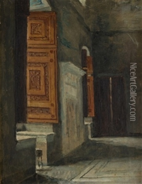 Interior Palaciego Oil Painting - Eduardo Rosales