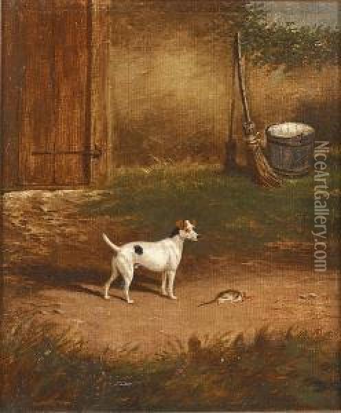 Trimmer, The Champion Fox Terrier; Rival, Champion Fox Terrier Oil Painting - William Eddowes Turner