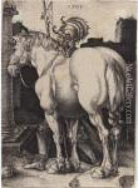 1471-1528
 The Large Horse (b. 97; M., Holl. 94) Oil Painting - Albrecht Durer