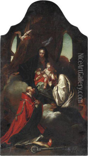 Madonna Col Bambino, Sant'agostino E Santo Vescovo Oil Painting - Giambettino, Giov. Cignaroli B