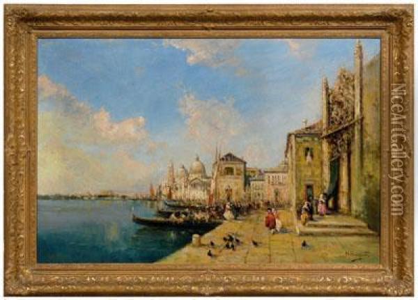 Venice Shoreline Oil Painting - Nicholas Briganti